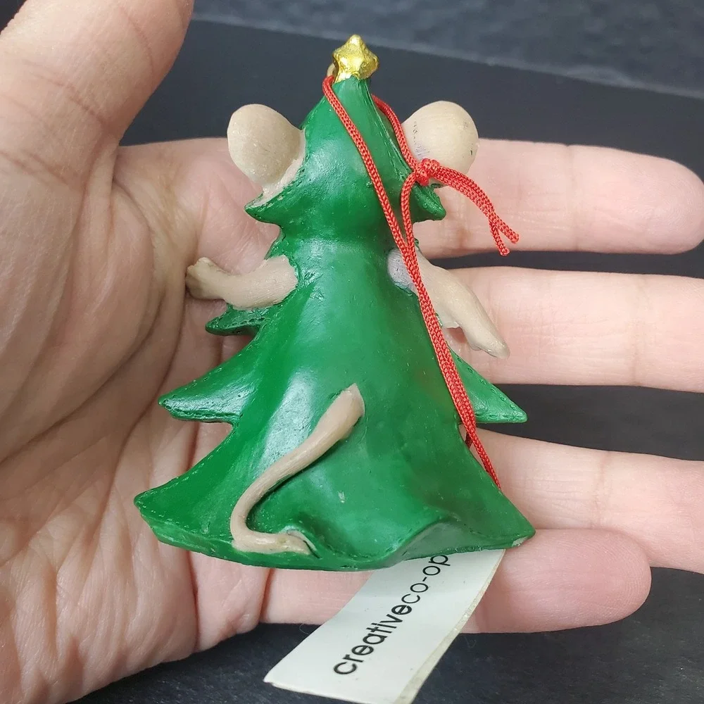 Resin Mouse 3 Pc Christmas Mouse Ornaments 2 1/2